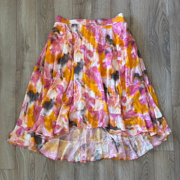 Torrid Multi Watercolor Tie-Dye Skirt with High-Low Hem and Pockets Size 1X - Picture 2 of 10